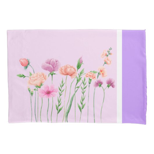 Elegantes Wildblumen Set von Pillowcases Kissenbezug (Vorderseite-Links)