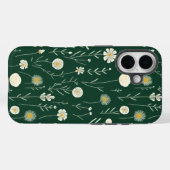 Elegantes Wildblumenmuster auf dunklem Grün Case-Mate iPhone Hülle (Rückseite (Horizontal))