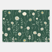 Elegantes Wildblumenmuster auf dunklem Grün  Geschenkpapier Set (Vorderseite)