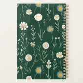 Elegantes Wildblumenmuster auf dunklem Grün Planer (Rückseite)