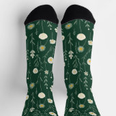 Elegantes Wildblumenmuster auf dunklem Grün Socken (Oben)
