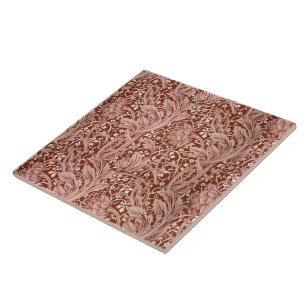 Elegantes William Morris Blumenmuster in Braun und Fliese