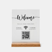 Elegantes Willkommens-Skript WIFI QR Code Frosted Acrylschild (Vorderseite)