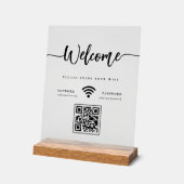 Elegantes Willkommens-Skript WIFI QR Code Frosted Acrylschild (Winkel)