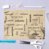 Elegantes Willkommensmuster Schwarz und Gold Seidenpapier (Handwerk)