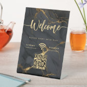 Elegantes Willkommensskript WIFI Agate Schwarzer M Sockelschild (In Situ)