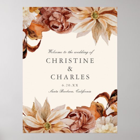 Elegantes Willkommenszeichen für die Wasserfarbenh Poster (Vorne)