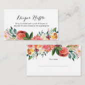 Elegantes Windeln-Raffelticket | Herbst-Blume Begleitkarte (Vorne/Hinten)