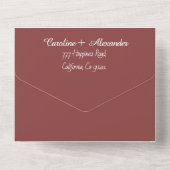 Elegantes Wine Burgundy Script Moderner UAWG QR Co All In One Einladung (Rückseite)