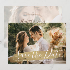 Elegantes Wine Gold 2 Foto Save the Date Hochzeit