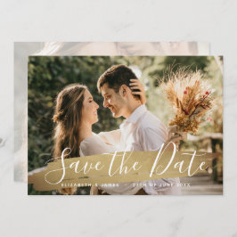 Elegantes Wine Gold 2 Foto Save the Date Hochzeit