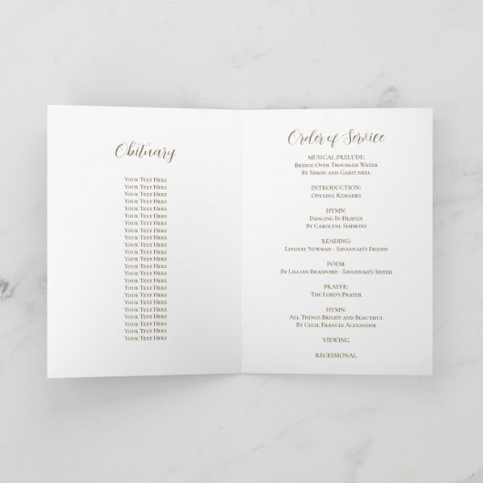 Elegantes Wings Memorial Service Beerdigung Foto Programm (Innenseite)