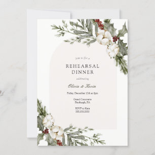 Elegantes Winter Arch Wedding Probe Dinner Einladung
