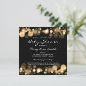 Elegantes Winter Baby Shower Gold Einladung (Stehend Vorderseite)