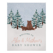 Elegantes Winter Bear Baby Dusche Begrüßungszeiche Poster (Vorderseite)