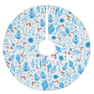 Elegantes Winter Blue Watercolor-Muster Polyester Weihnachtsbaumdecke