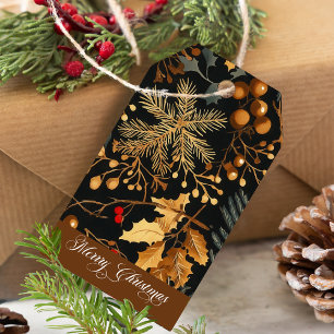Elegantes Winter Botanical Frohe Weihnachten Firme Geschenkanhänger