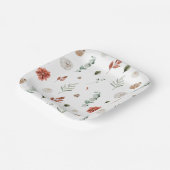 Elegantes Winter Botanisches Rotes Brautparty Pappteller (Gewinkelt)