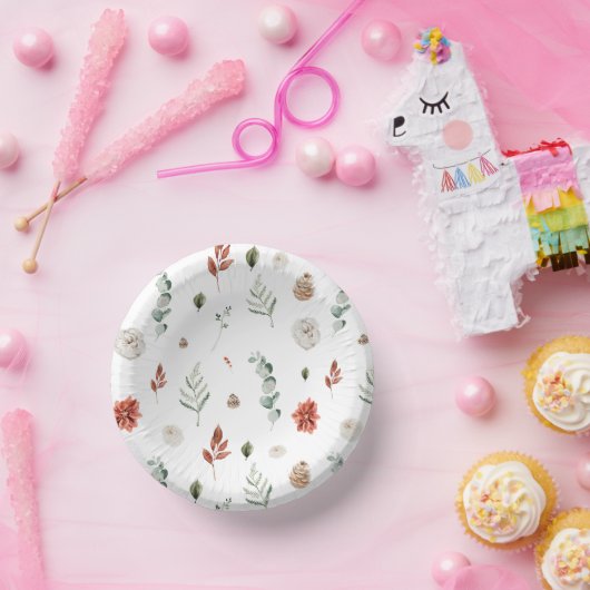 Elegantes Winter Botanisches Rotes Brautparty Pappteller (Party)