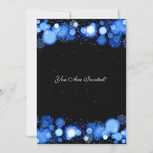 Elegantes Winter Brautparty Blaue Lichter Einladung (Rückseite)