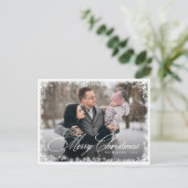 Elegantes Winter Christmas Foto Modernes Feiertagspostkarte (Stehend Vorderseite)