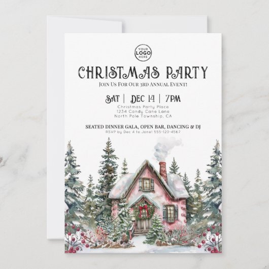 Elegantes Winter Company Weihnachts-Party Einladung (Vorderseite)