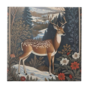 Elegantes Winter Deer Nature Design Fliese