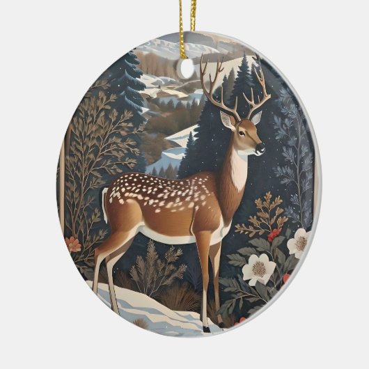 Elegantes Winter Deer Nature Design Keramik Ornament (Links)