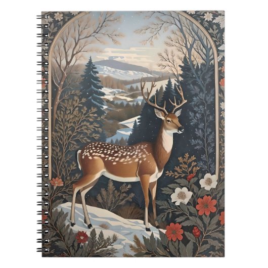 Elegantes Winter Deer Nature Design Notizblock (Vorderseite)