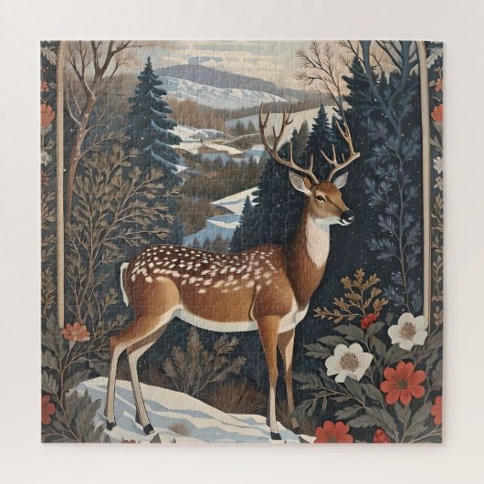 Elegantes Winter Deer Nature Design Puzzle (Vertikal)