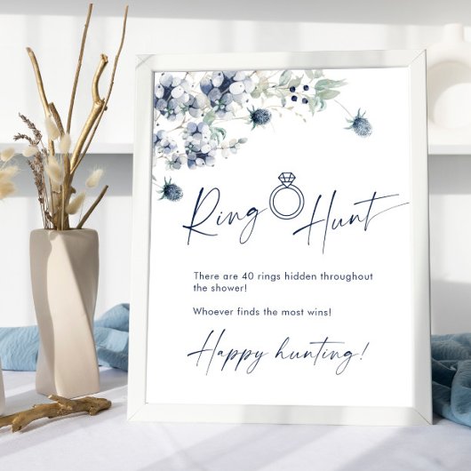 Elegantes Winter Dusty Blue Foliage Brautparty Poster