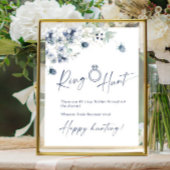 Elegantes Winter Dusty Blue Foliage Brautparty Poster