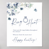 Elegantes Winter Dusty Blue Foliage Brautparty Poster (Vorne)