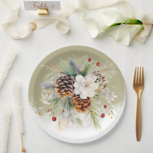 Elegantes Winter Evergreen Baby Shower Party Pappteller (Hochzeit)