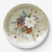 Elegantes Winter Evergreen Baby Shower Party Pappteller (Vorderseite)