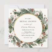 Elegantes Winter Evergreen Brautparty Einladung (Vorderseite)