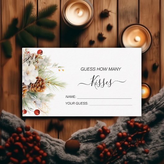 Elegantes Winter Evergreen & Rowan Brautparty Begleitkarte