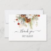 Elegantes Winter Evergreen & Rowan Brautparty Dankeskarte (Vorderseite)