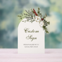 Elegantes Winter Floral Arch Brautparty Custom Acrylschild