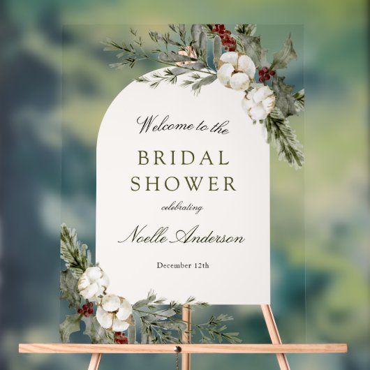 Elegantes Winter Floral Arch Brautparty Willkommen Acrylschild (Neutral)