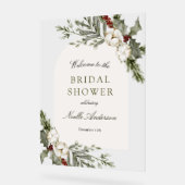 Elegantes Winter Floral Arch Brautparty Willkommen Acrylschild (Winkel)