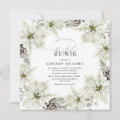 Elegantes Winter Floral Brautparty Einladung (Vorderseite)