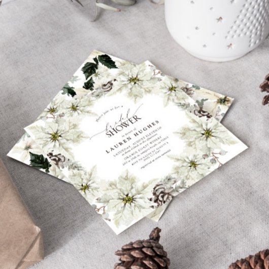 Elegantes Winter Floral Brautparty Einladung