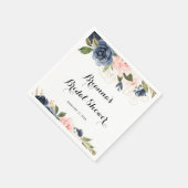 Elegantes Winter Floral Calligraphy Brautparty Serviette (Ecke)