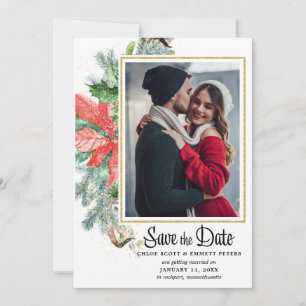 Elegantes Winter Floral Foto Save The Date