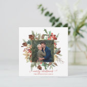Elegantes Winter Floral Gold Weihnachten Foto (Stehend Vorderseite)