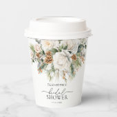 Elegantes Winter Floral Greenery Brautparty Pappbecher (Vorderseite)
