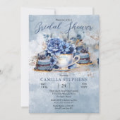 Elegantes Winter Floral Teacup Brautparty Einladung (Vorderseite)