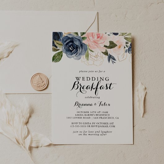 Elegantes Winter Floral Wedding Breakfast Einladung