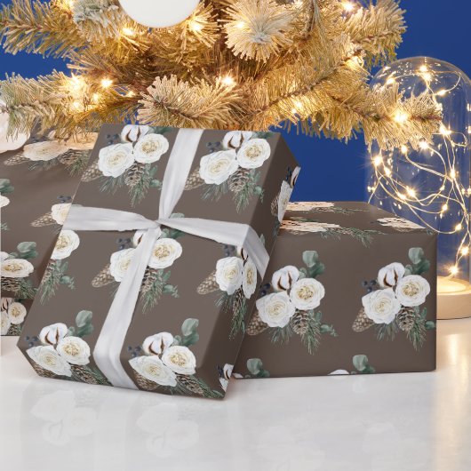 Elegantes Winter Floral Wrapping Paper Geschenkpapier (Feiertage)